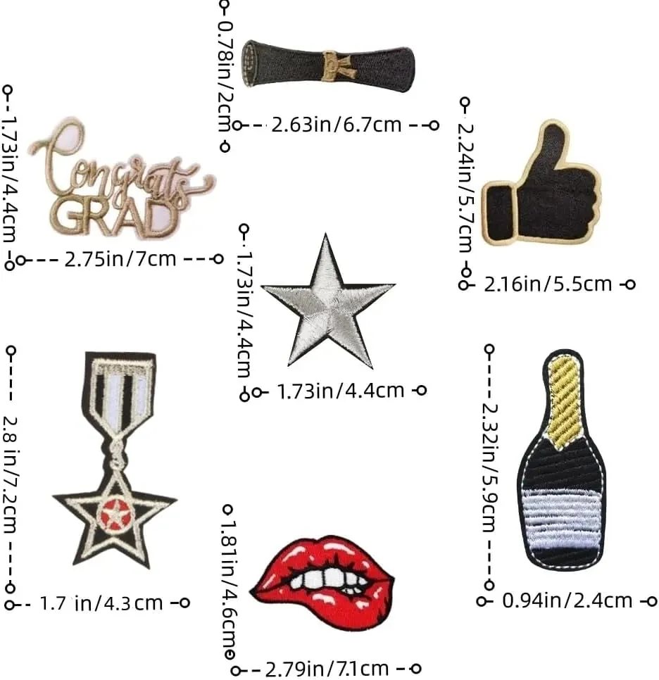14 Pcs Graduation Patches Iron on Patches Varsity Patches Embroidered Cloth Patches Class of 2024 Iron on Patches DIY Crafts Decorative Gifts for Teacher Students Clothing Jacket Jeans Backpack Hat
