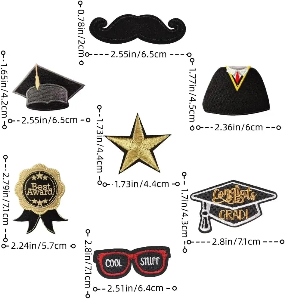 14 Pcs Graduation Patches Iron on Patches Varsity Patches Embroidered Cloth Patches Class of 2024 Iron on Patches DIY Crafts Decorative Gifts for Teacher Students Clothing Jacket Jeans Backpack Hat