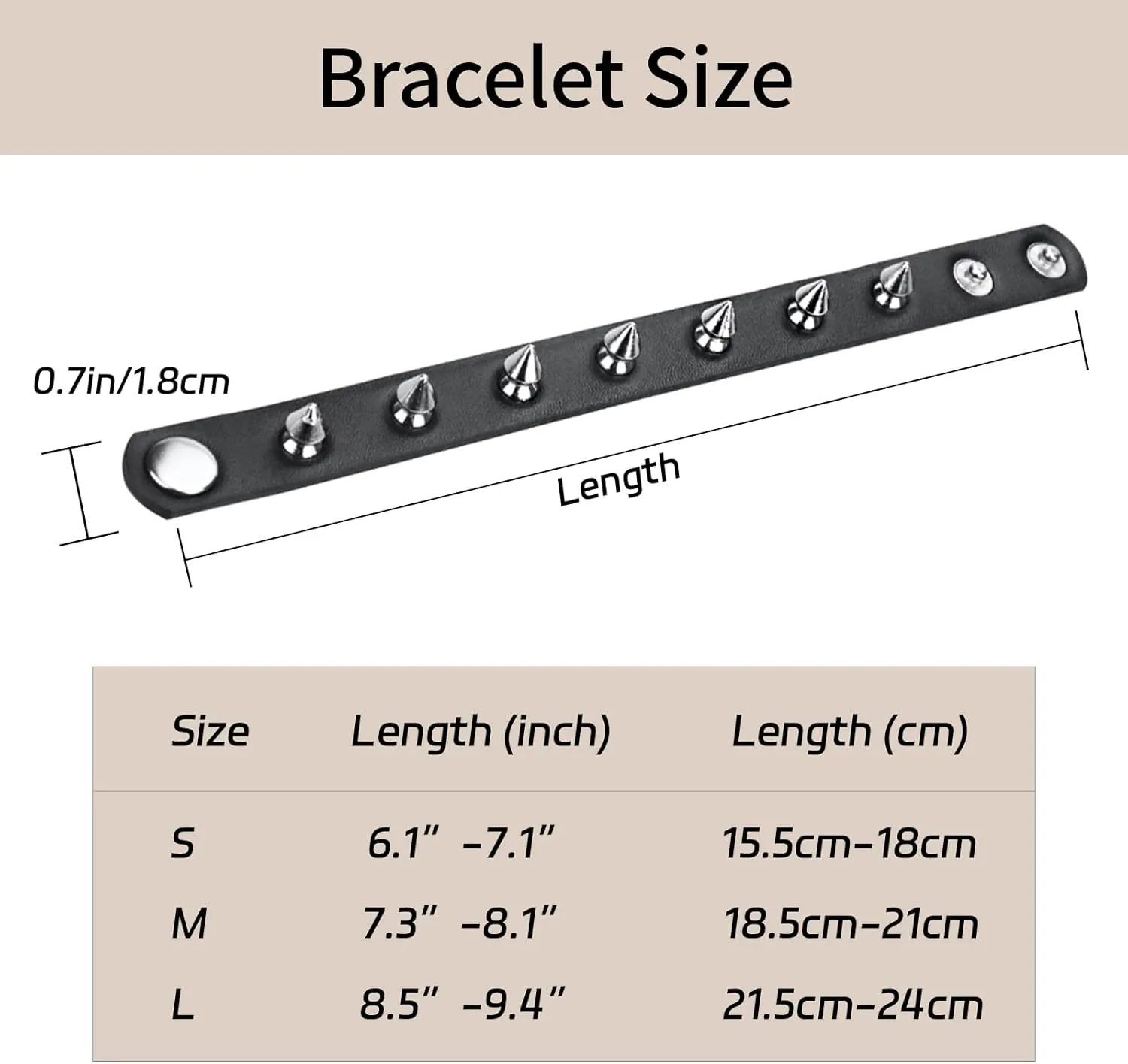 2 Pack Leather Bracelet Punk Spike Rivet Cuff Metal Studded Black Wristband