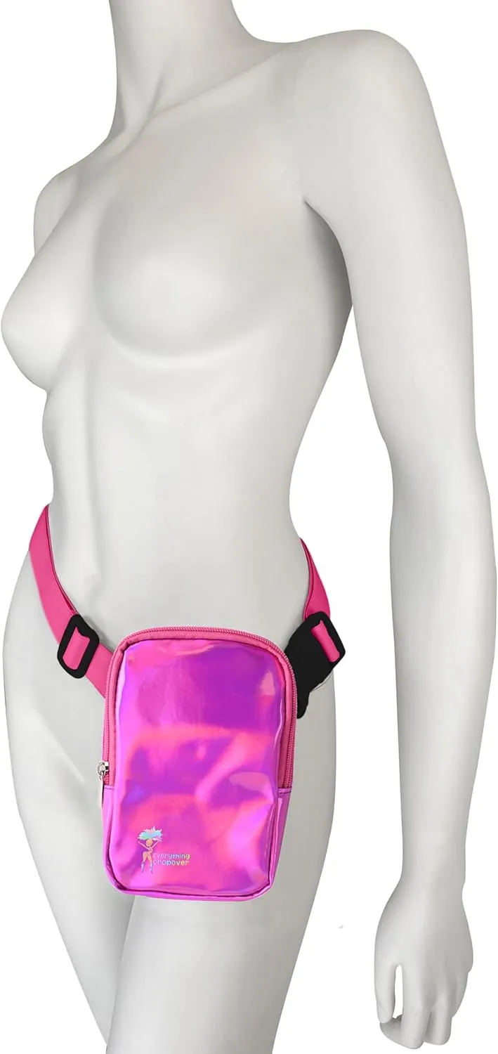 3-IN-1 Thigh Bag Fanny Pack Crossbody Bag | Carnival Leg Harness for Women | Holographic Waist Bag | Rave Leg Pack with Buckles | Pink