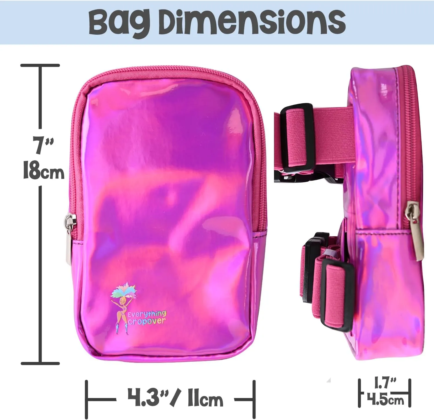 3-IN-1 Thigh Bag Fanny Pack Crossbody Bag | Carnival Leg Harness for Women | Holographic Waist Bag | Rave Leg Pack with Buckles | Pink