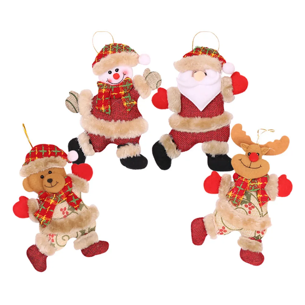 4 Pieces Christmas Tree Ornaments Hanging Decorations Xmas Dolls