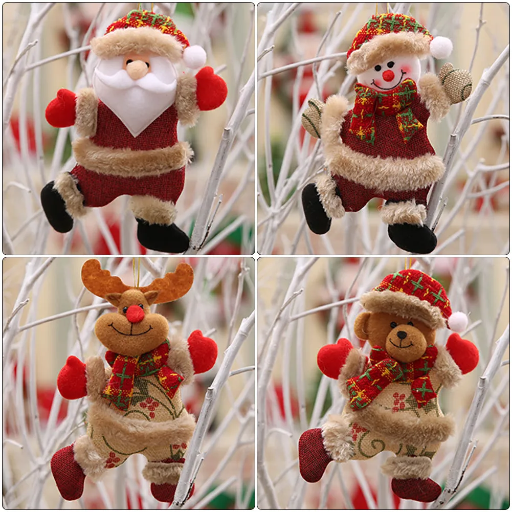 4 Pieces Christmas Tree Ornaments Hanging Decorations Xmas Dolls