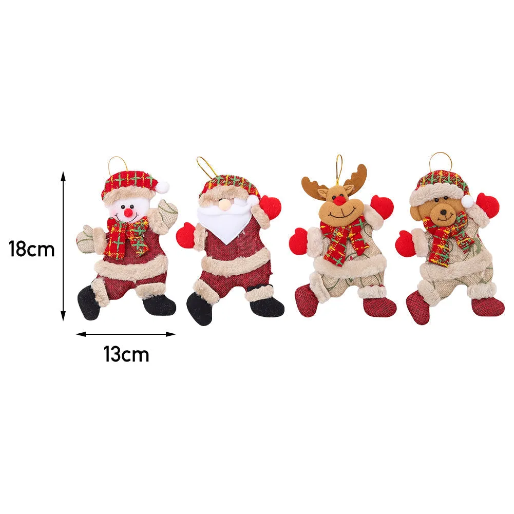 4 Pieces Christmas Tree Ornaments Hanging Decorations Xmas Dolls