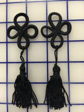 Applique - 9840 Black Frog Pairs w/Tassels Close-Out