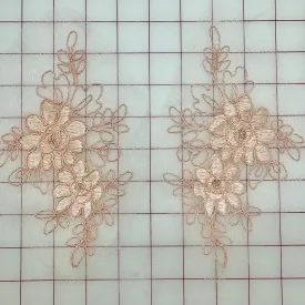 Applique - Embroidered Custom-Dyed European Peachy-Pink Pairs Special Purchase!