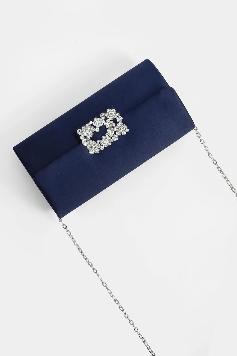 Coucoland Clutch Purses for Women - Satin Evening Bag Crystal Embellished Handbag for Bride Party Prom Wedding