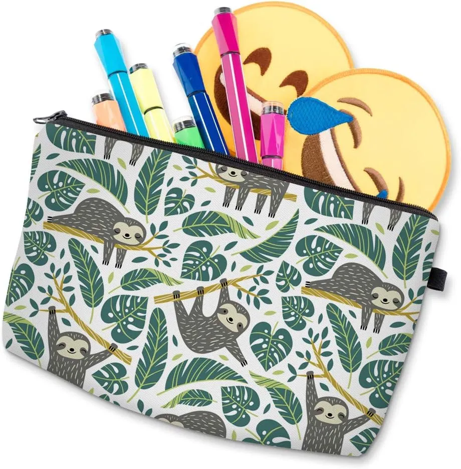 Deanfun Makeup Case Small, Cosmetic Zipper Bag Waterproof for Purse Mini, Women Cute Traveling Accessories Pouch for Ladies Thanksgiving Christmas Gifts(Sloth D2-51476)