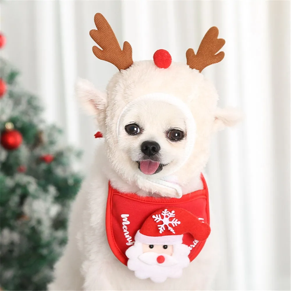 Dog Christmas Bandana Santa Hat