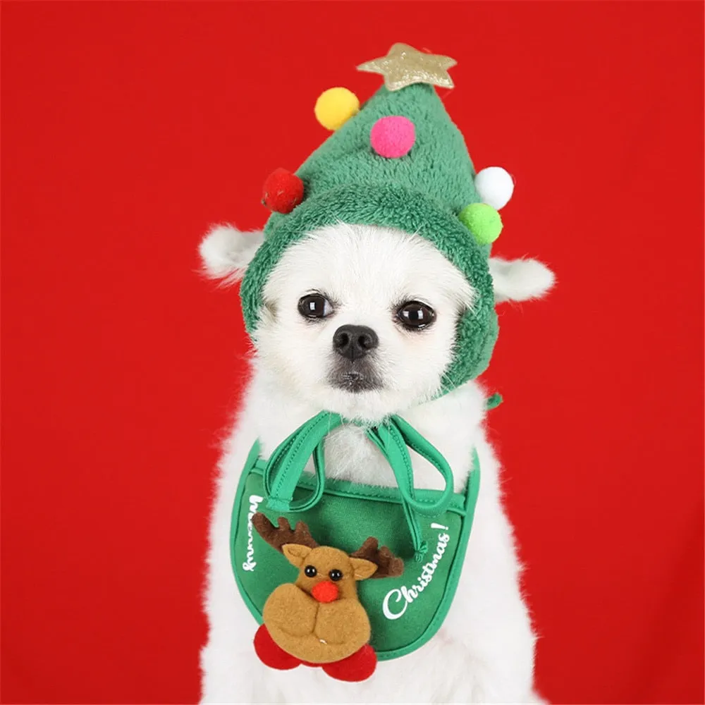 Dog Christmas Bandana Santa Hat