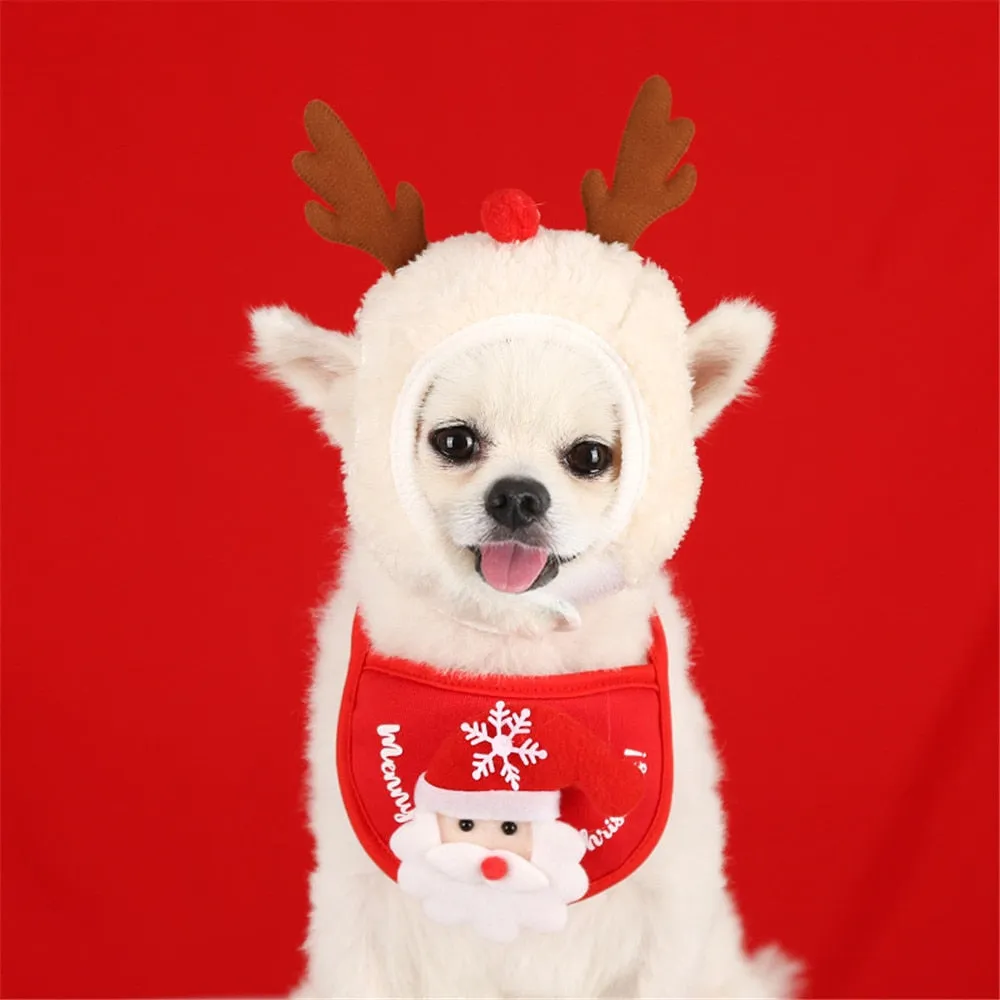 Dog Christmas Bandana Santa Hat