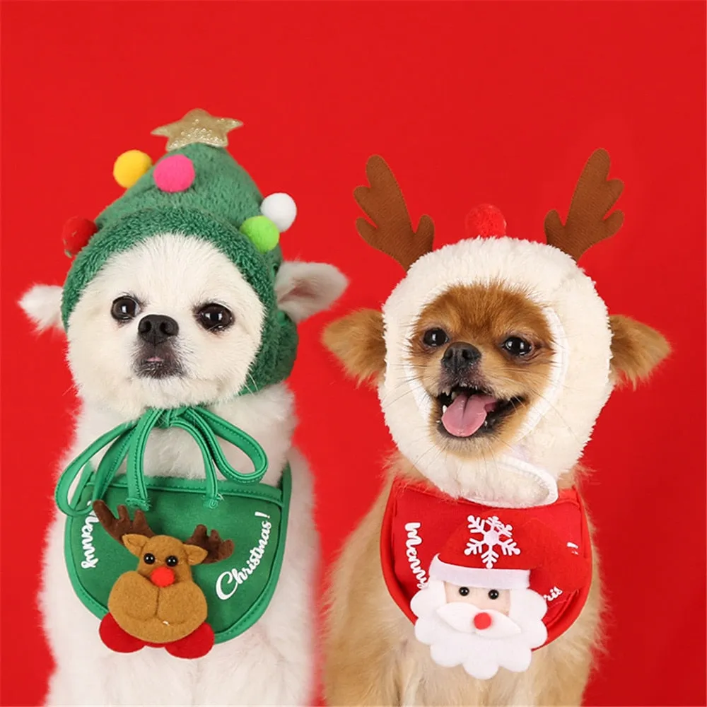 Dog Christmas Bandana Santa Hat