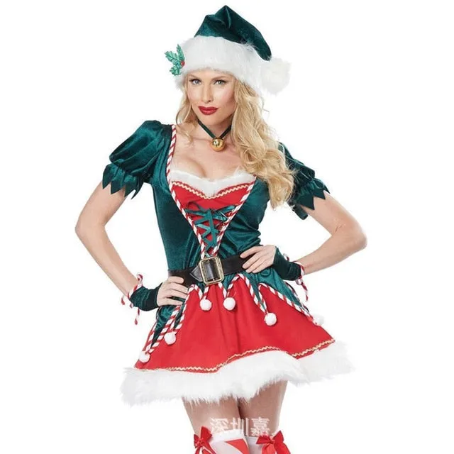 DressBetty - Christmas Tree Santa Helper Elf Xmas outfit Gift Festival Carnival Cosplay Costume Christmas Party dress