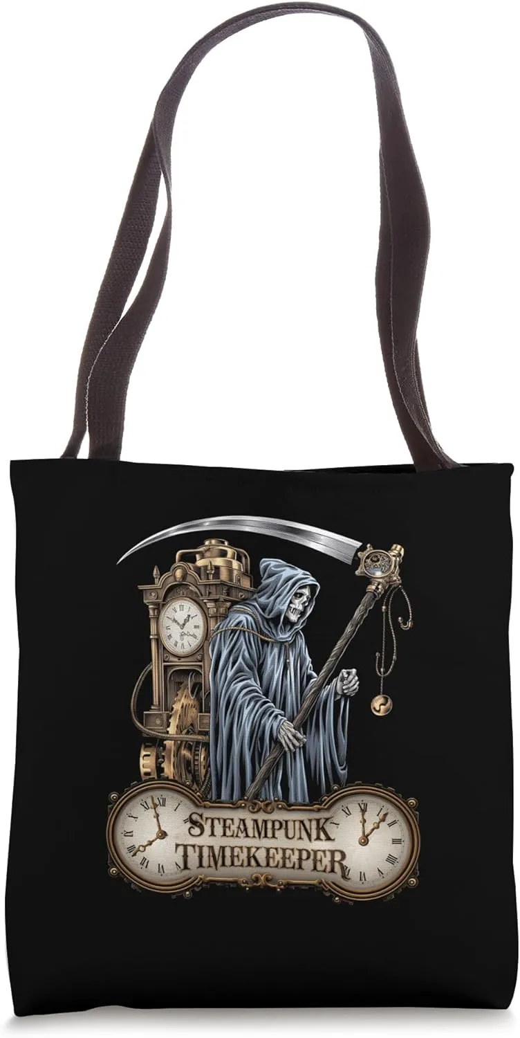 Grim Reaper Steampunk Timekeeper Clock Pendulum SciFi Fans Tote Bag