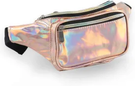 Holographic Fanny Pack for Women Men, Water Resistant Crossbody Waist Bag Pack with Multi-Pockets Adjustable Belts