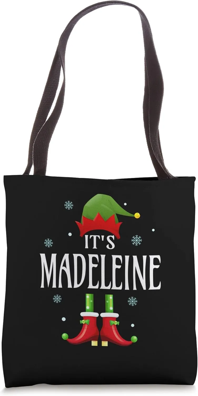 It's Madeleine Elf Personalized Name Christmas Madeleine Tote Bag