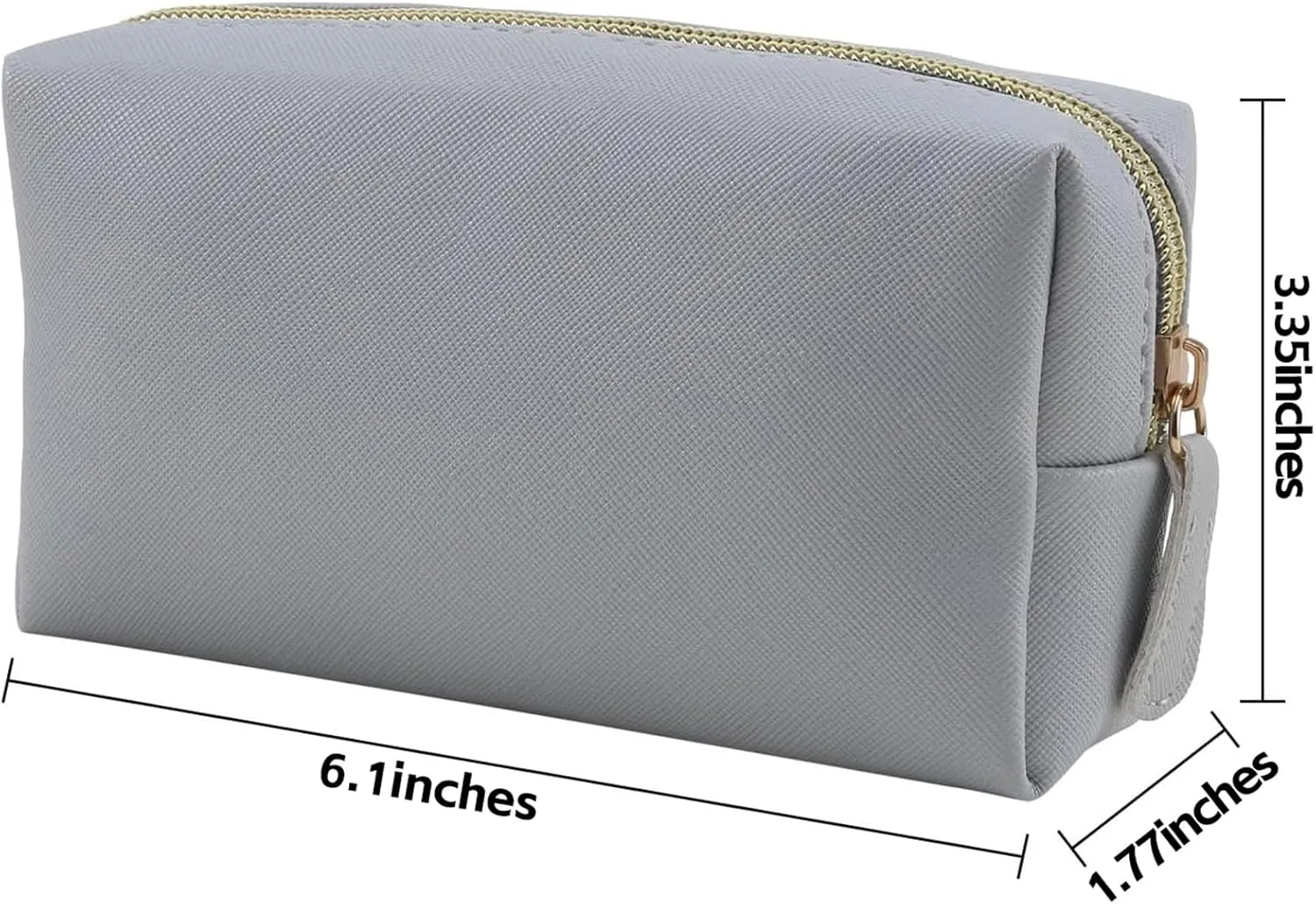 Leather Makeup Bag for Purse Travel, Portable Small Cosmetic Organizer for Women and Girls, Make up Bag with Zipper