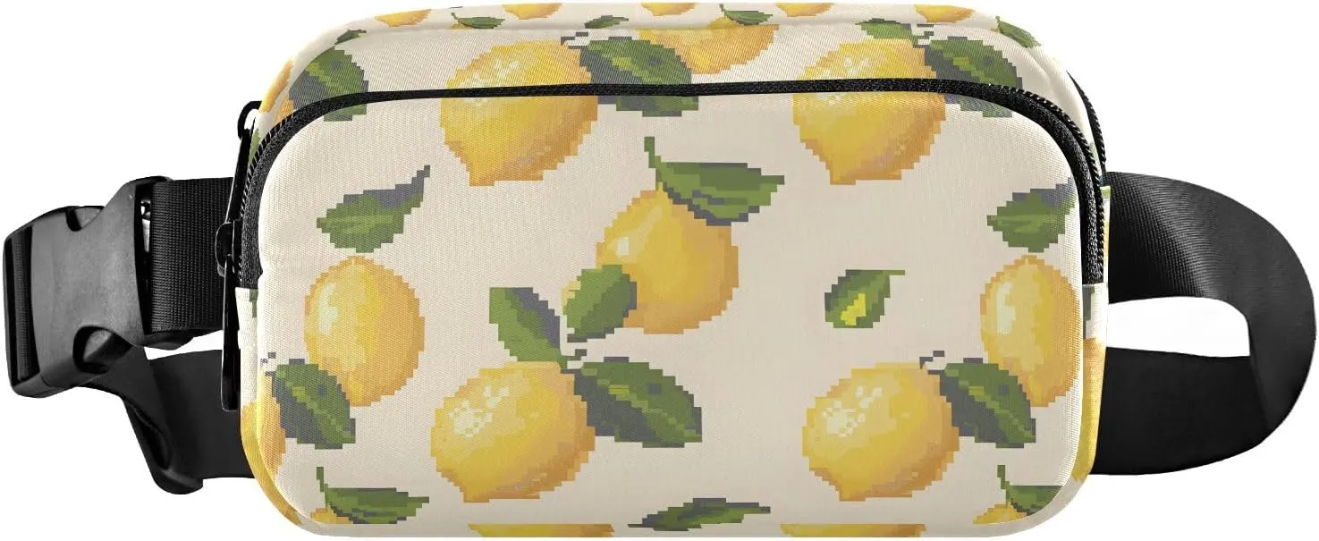 Lemon Pixel Cartoon Prints Fanny Pack for Women Men, Crossbody Waist Packs with Adjustable Strap Belt bag for Travel Workout Hiking