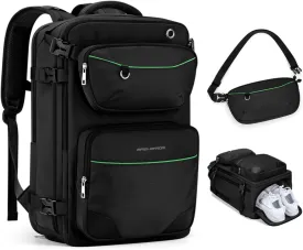 Maelstrom Travel Backpack for Men Women, 35L Carry on Backpack for Traveling on Airplane,with Belt Bag&Shoe Compartment,Waterproof Laptop Backpack fit 17Laptop-Classic Black, Large