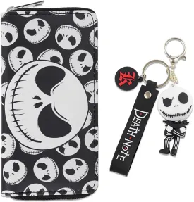 Nightmare Before Christmas PU Leather Zipper Wallet with Keychain Jack Sally Long Coin Purse Holder for Women Girls (WA-Jack B 2403)