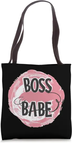 Pink Boss Babe Emblem Logo Tote Bag