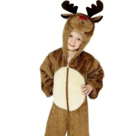 Reindeer Costume Kids Furry Brown Jumpsuit