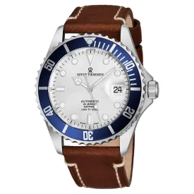 Revue Thommen's Men's 17571.2525 'Diver' Silver Dial Light Brown Leather Strap Swiss Automatic Watch