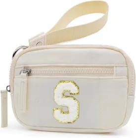 Small Chenille Initial Wristlet Wallets, Quilted Phone Purse with Wrist Strap Birthday Christmas Gifts for Women