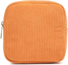 Small Makeup Bag for Purse Corduroy Mini Cosmetics Bag Cute Cosmetic Pouch for Women,Orange