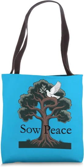 Sow Peace ,Inspirational, Oak Tree Design, Graphic Tote Bag