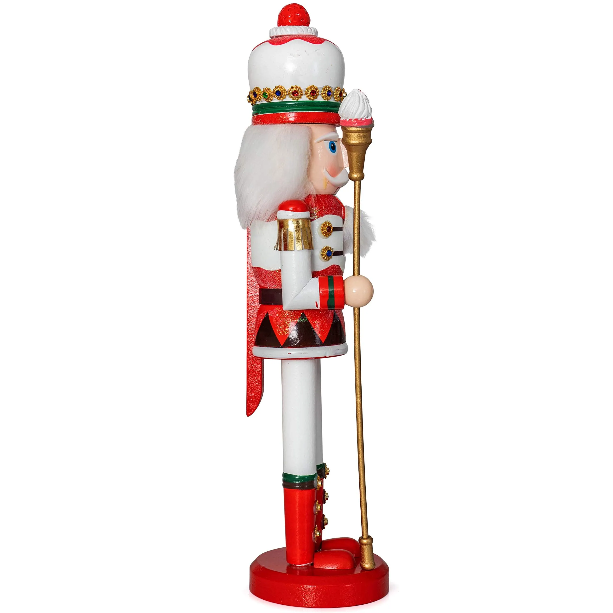 Strawberry Toy Soldier Nutcracker - Strawberry Hat with Cupcake Scepter King Theme Christmas Nutcracker Figure Holiday Decoration