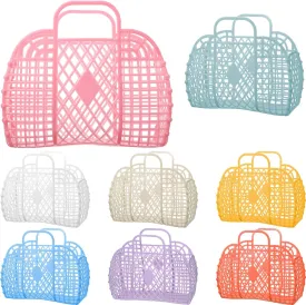 Tatuo 8 Pcs Jelly Purse Jelly Basket Beach Bags Reusable Handbags Plastic Easter Egg Basket for Women Girls kid