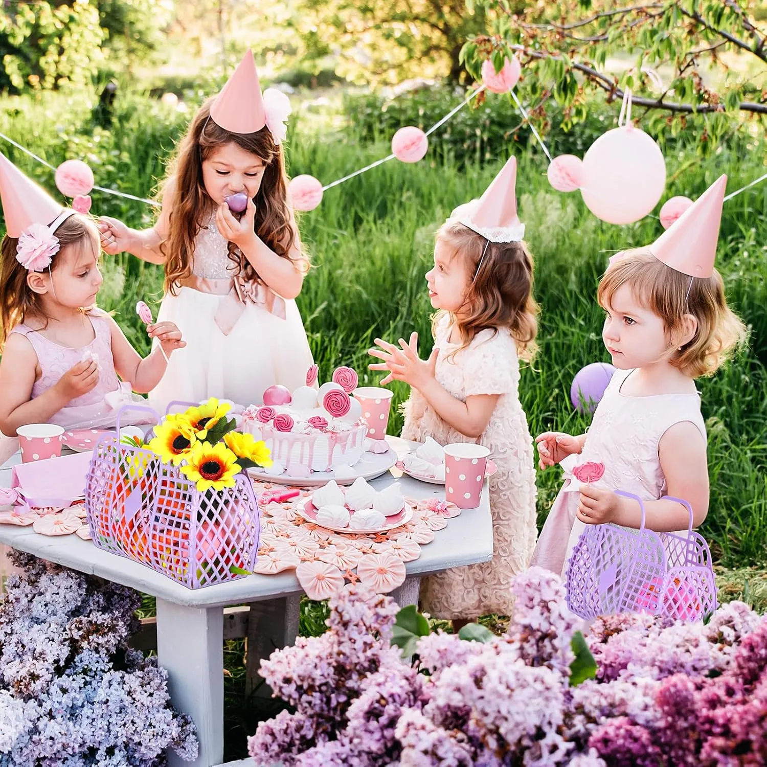 Tatuo 8 Pcs Jelly Purse Jelly Basket Beach Bags Reusable Handbags Plastic Easter Egg Basket for Women Girls kid