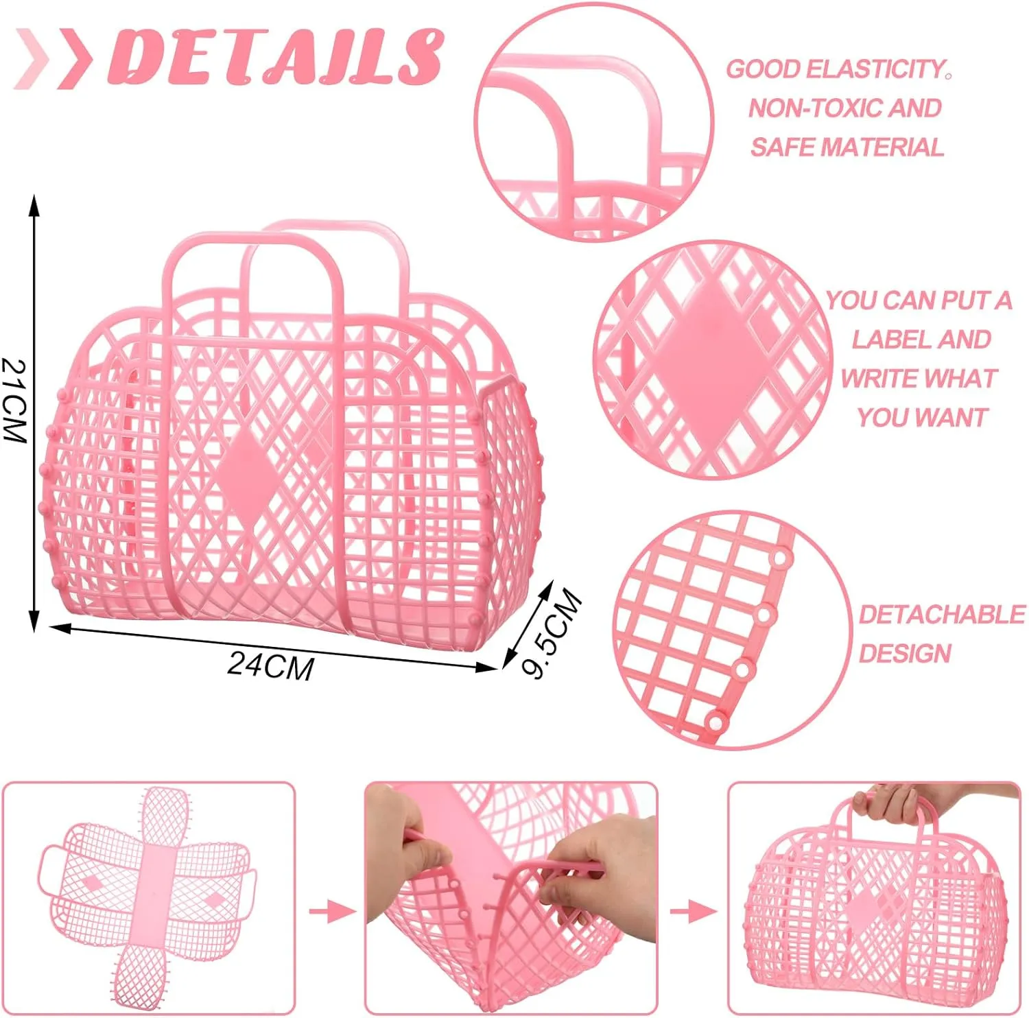 Tatuo 8 Pcs Jelly Purse Jelly Basket Beach Bags Reusable Handbags Plastic Easter Egg Basket for Women Girls kid