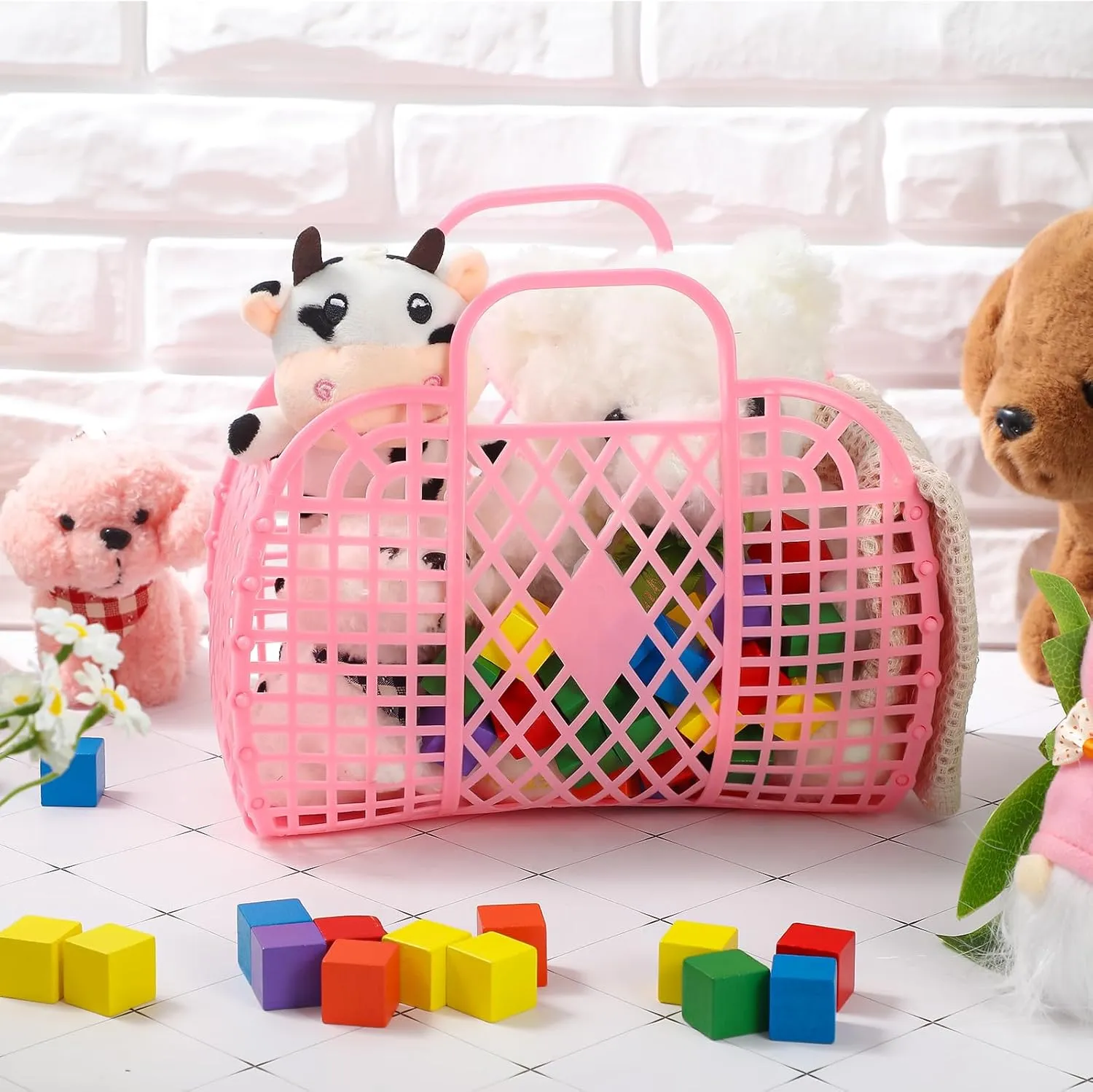 Tatuo 8 Pcs Jelly Purse Jelly Basket Beach Bags Reusable Handbags Plastic Easter Egg Basket for Women Girls kid