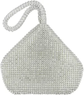 Upgraded Medium Rhinestone Wrist Purse, Women Bling Evening Bag Sparkly Clutch for Prom Night Out Cocktail