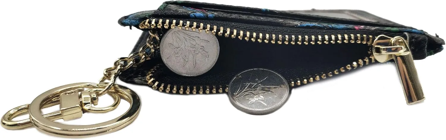 woogwin Slim RFID Credit Card Holder for Women Mini Front Pocket Wallet Purse With Keychain